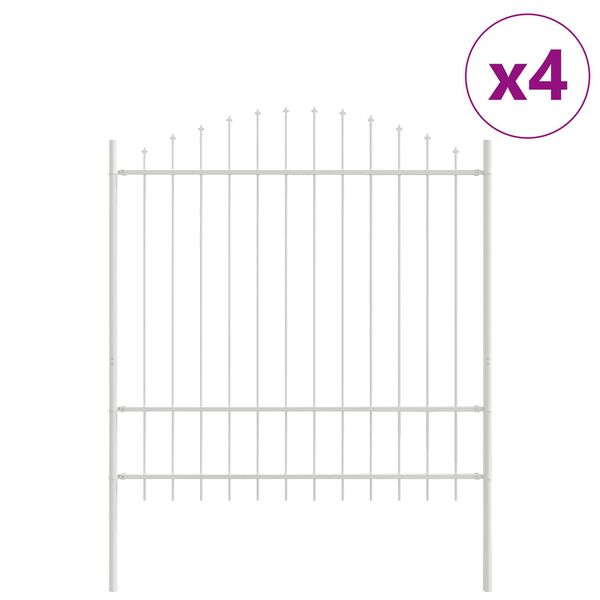 vidaXL Vrtna Ograda 4 pcs Bijelo 170 x 215 cm Čelik s prahom premazan