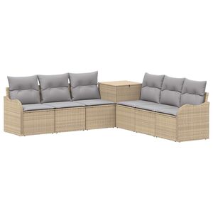 vidaXL Set sofe 7 kom. Bež i svijetlo siva Poli Rattan i čelik