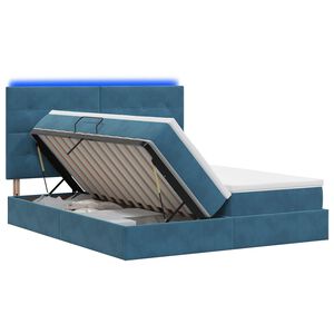vidaXL LED krevet za pohranu s madracem Tamno plava 200 x 200 cm
