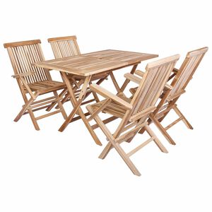 vidaXL Set vrtnih namje&scaron;taja 5 kom. Prirodna Čvrsto teak drvo