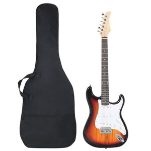 vidaXL Električna gitara za početnike s torbom smeđe-bijele 4/4 39 "