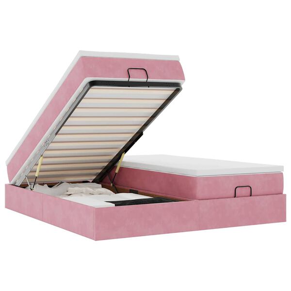 vidaXL Okvir kreveta s madracima ružičasti 180x200cm baršunasti
