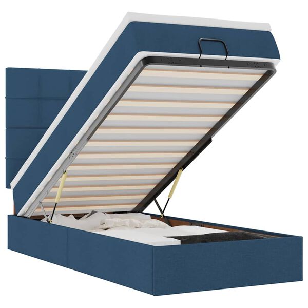 vidaXL Otomanski okvir kreveta s madraca plavi 90x190cm od tkanine