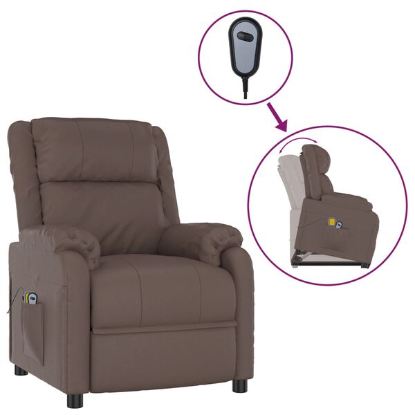 vidaXL Masažna fotelja na podizanje od umjetne kože smeđa