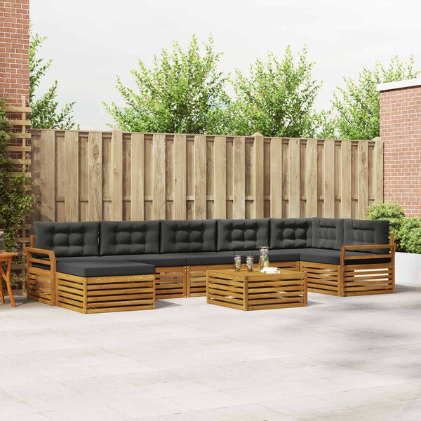vidaXL Setovi sofa 8 pcs Prirodna i antracit Čvrsto drvo akacije