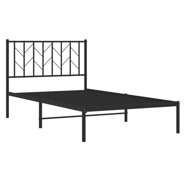 vidaXL Metalni okvir za krevet s uzglavljem crni 100x190 cm