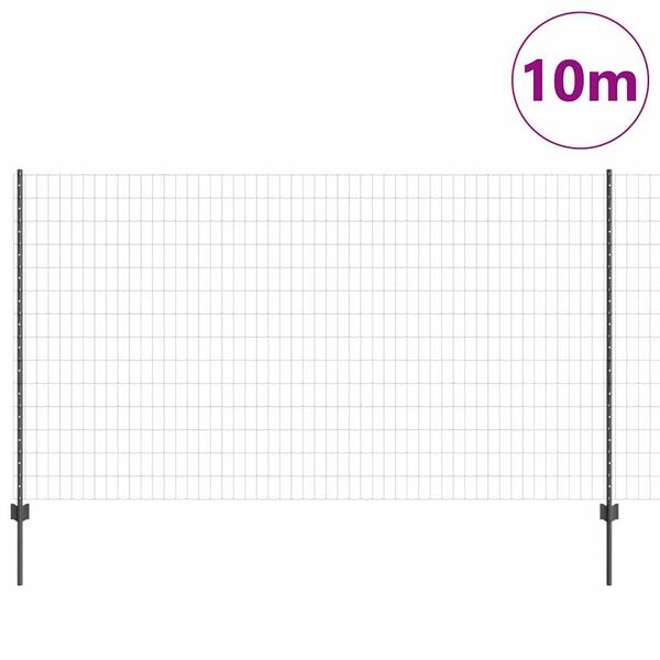 vidaXL Ograda s postovima Siva 1,4 x 10 m Čelik i PVC