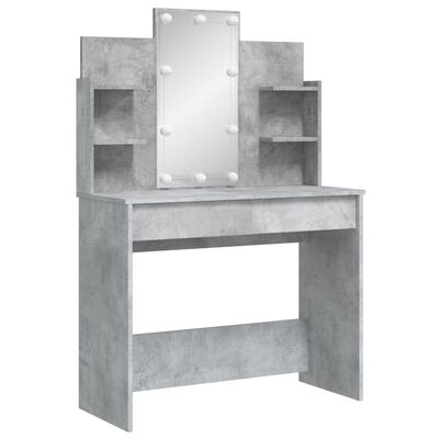 vidaXL Toaletni stolić s LED svjetlima siva boja betona 96x40x142 cm