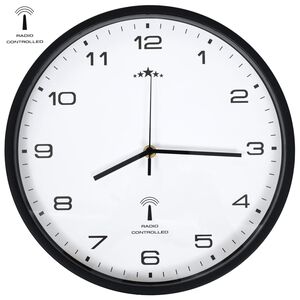 vidaXL Radijski upravljan zidni sat s kvarcnim mehanizmom 31 cm crno bijeli