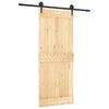 vidaXL Klizna vrata Prirodna i crna 85 x 210 cm Čvrsta borovina
