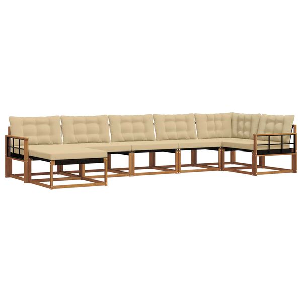 vidaXL Set vanjskih sofa 21 pcs Prirodna i bež Čvrsto drvo akacije