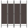 vidaXL Sobna pregrada s 4 panela smeđa 160 x 180 cm