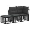 vidaXL Set vanjskih sofa s jastukom 3 pcs Crna Poliester