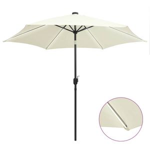 vidaXL Vrtni suncobran LED s aluminijskim stupom 300 cm pijesak bijeli