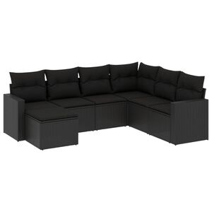 vidaXL 7-dijelni set vrtnih sofa od poliratana s jastucima crni