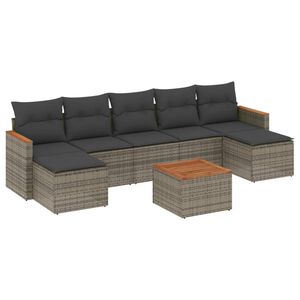 vidaXL 8-dijelni set vrtnih sofa od poliratana s jastucima sivi