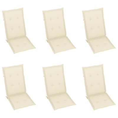 vidaXL Vrtne stolice s krem jastucima 6 kom od masivne tikovine