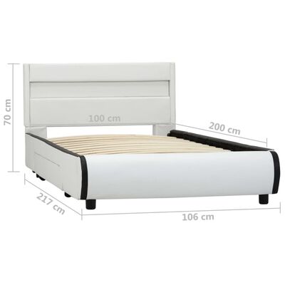 vidaXL Okvir za krevet od umjetne kože LED bijeli 100 x 200 cm