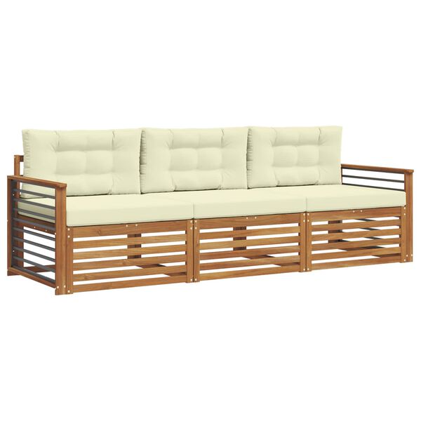 vidaXL Set vanjskih sofa s jastukom 3 pcs Prirodna i krem