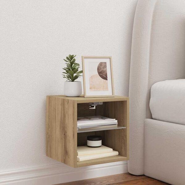 vidaXL TV zidni ormarić s LED svjetlima Artisan hrast 30x28,5x30 cm