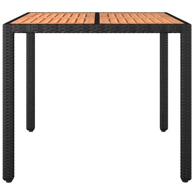 vidaXL Vrtni stol s drvenom pločom crni od poliratana i drva bagrema
