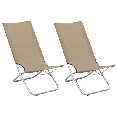 vidaXL Sklopive stolice za plažu od tkanine 2 kom smeđe-sive