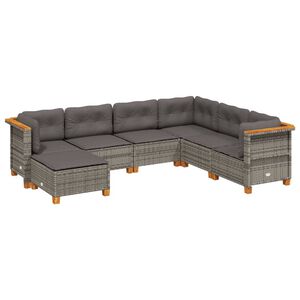 vidaXL 7-dijelni set vrtnih sofa sivi od poliratana
