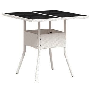 vidaXL Vrtni stol sa staklenom pločom bijeli 80 x 80 x 75 cm poliratan