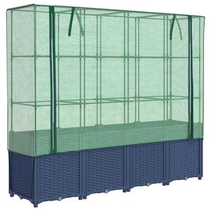 vidaXL Povi&scaron;ena gredica s pokrovom za staklenik izgled ratana 160x40x153 cm