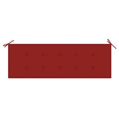 vidaXL Vrtna klupa s crvenim jastukom 150 cm od masivne tikovine