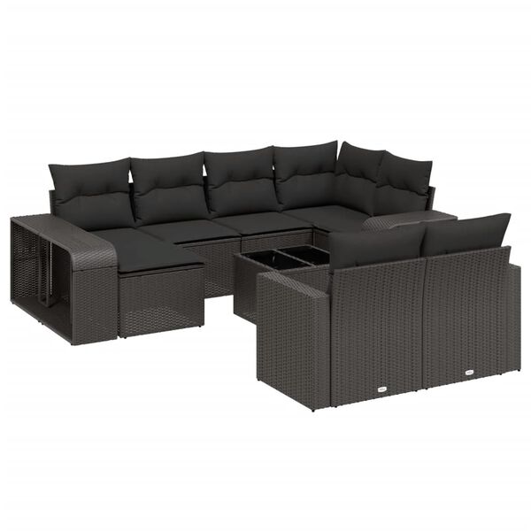 vidaXL 11-dijelni set vrtnih sofa od poliratana s jastucima crni