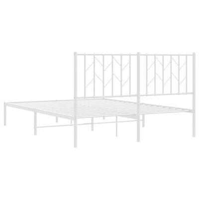 vidaXL Metalni okvir za krevet s uzglavljem bijeli 135x190 cm