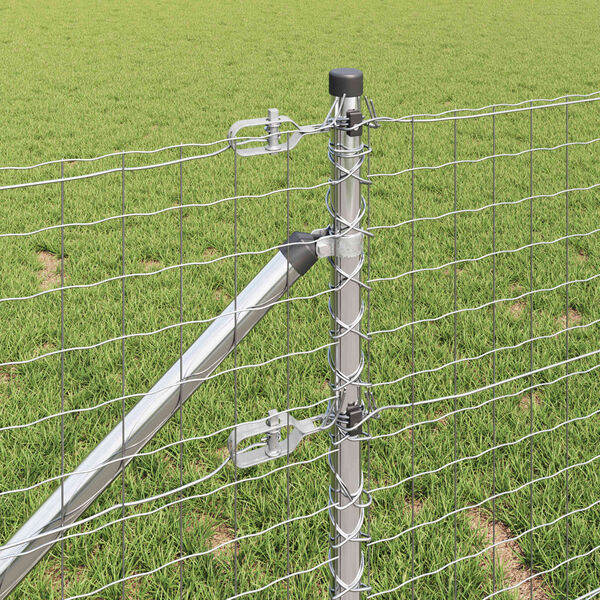 vidaXL Stup za ogradu Ostalo 52 pcs Siva 3,2 x 3,2 x 100 cm Čelik