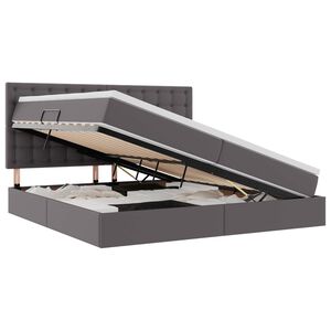 vidaXL Krevet s od storage s madracem Siva 200 x 200 cm Lažna koža