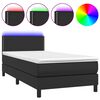 vidaXL Krevet box spring s madracem LED crni 100x200cm od umjetne kože