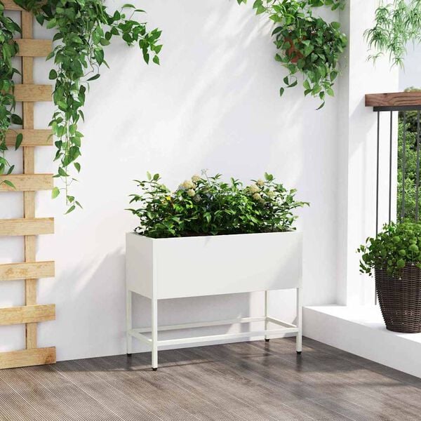 vidaXL Povi&scaron;eni Vrtni Planter Bijelo 60 x 26 x 48 cm Čelik