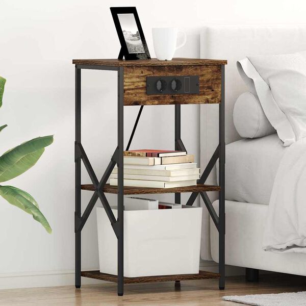 vidaXL Noćni ormar Dimljeni hrast 41 x 31 x 76 cm Konstruirano drvo