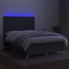 vidaXL Krevet box spring s madracem LED tamnosivi 140x190 cm tkanina