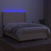 vidaXL Krevet box spring s madracem LED krem 140x200 cm od tkanine