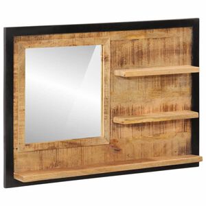 vidaXL Ogledalo s policama 80x8x55 cm od stakla i masivnog drva manga