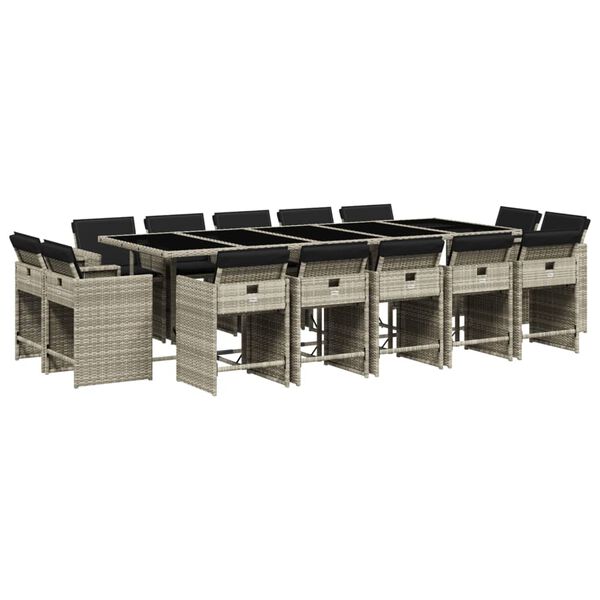 vidaXL 15-dijelni vrtni blagovaonski set s jastucima svijetlosivi