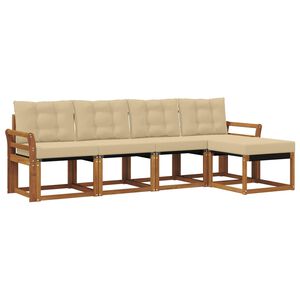 vidaXL Set vanjskih sofa s jastukom 5 pcs Prirodna i bež