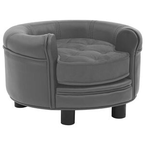 vidaXL Sofa za pse siva 48 x 48 x 32 cm od pli&scaron;a i umjetne kože
