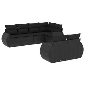 vidaXL 7-dijelni set vrtnih sofa od poliratana s jastucima crni