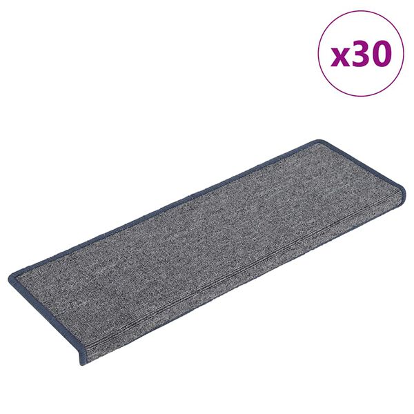 vidaXL Prostirke za stepenice 30 kom 65x21x4 cm svijetlo sive i plave pravokutne rubove