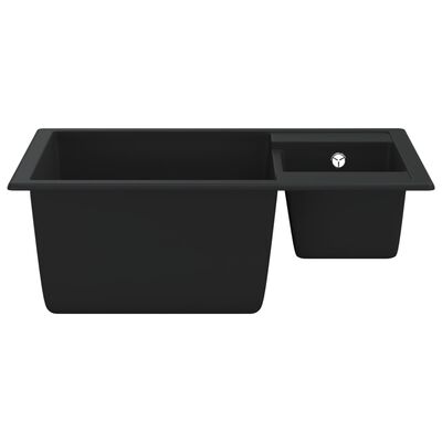 vidaXL Kuhinjski sudoper s dvije kadice crni granitni