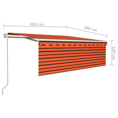 vidaXL Automatska tenda na uvlačenje s roletom 4x3 m narančasto-smeđa