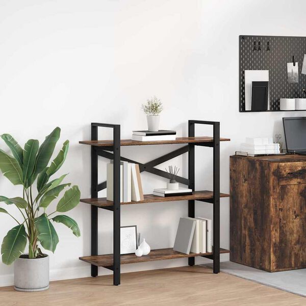 vidaXL Polica Dimljeni hrast 100 x 33,5 x 102 cm Konstruirano drvo