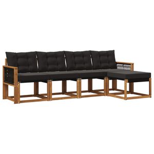 vidaXL Set vanjskih sofa 5 kom. Prirodna i crna