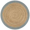 vidaXL Ručno rađeni tepih od jute s maslinastozelenim rubom 120 cm